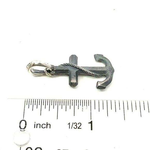 David Yurman Maritime Anchor Pendant Sterling Silver Estate DY666 - Picture 4 of 4